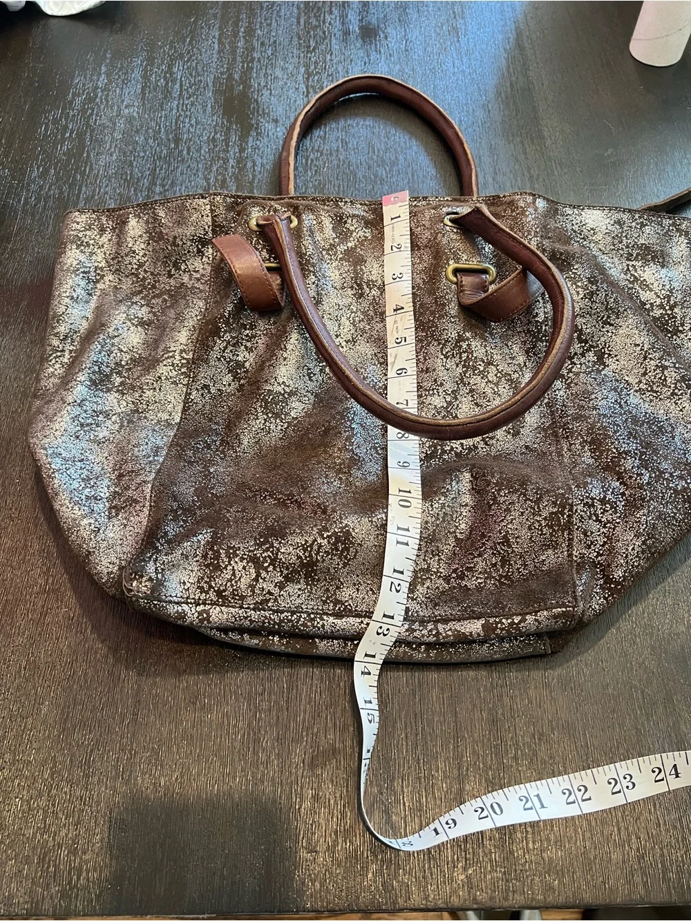 Anthropologie HOLDING HORSES Shimmer Metallic Leather Hobo Bag Boho Slouchy